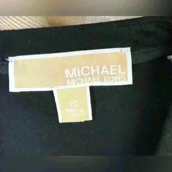 MICHAEL Michael Kors Black & Off White Long Sleeve Color-block Dress Size 10 - Picture 5 of 7